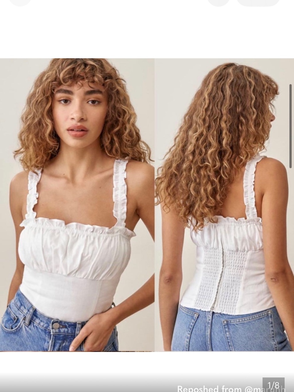 REFORMATION Candella linen ruched top